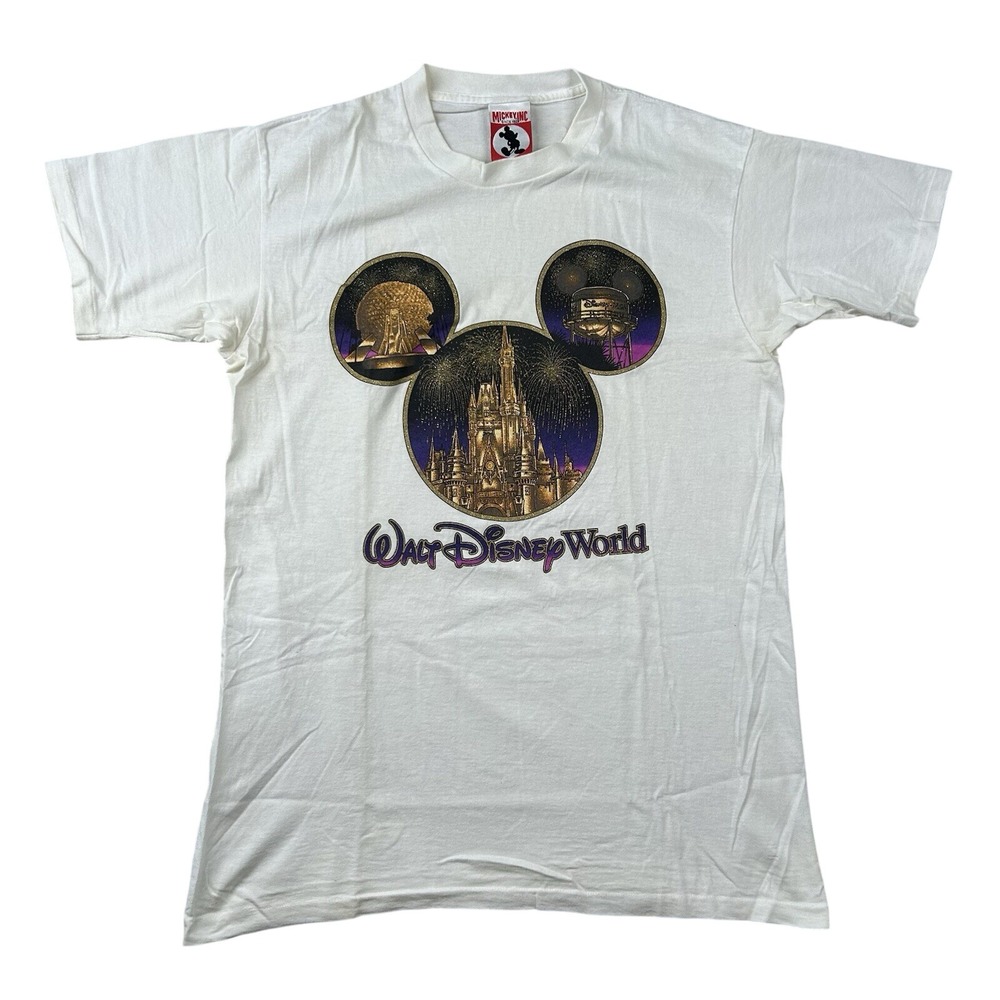 Vintage Mickey Inc Shirt Mens L Walt Disney World Mouse 90s‎ Castle Glitter USA